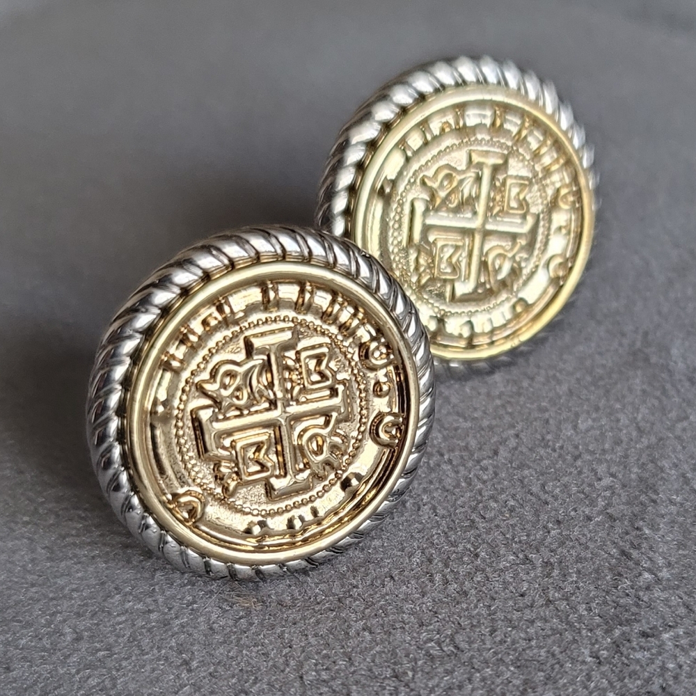 Joan Boyce Gold & Silver Coin Earrings